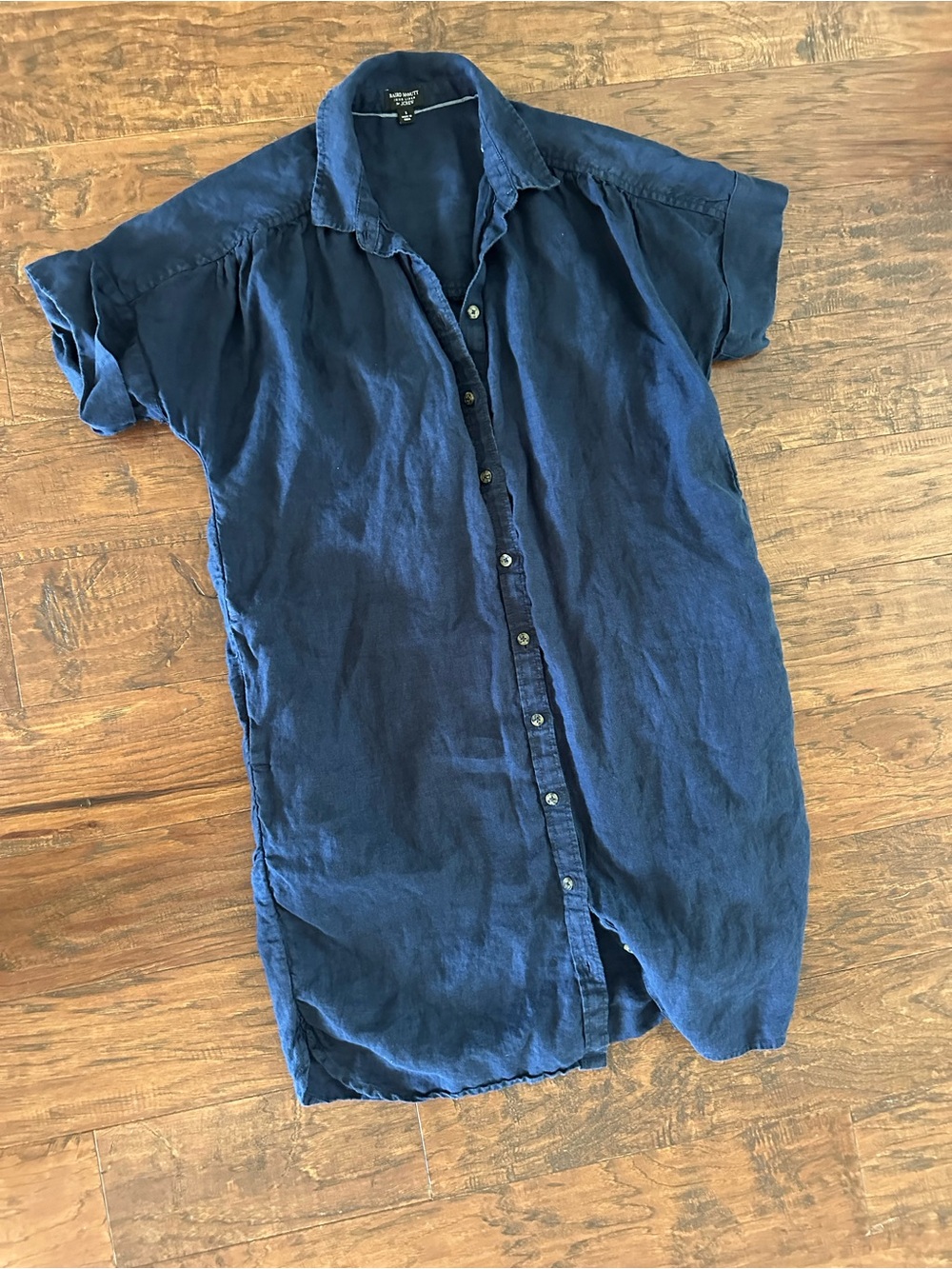J. Crew Navy Short-Sleeve Button-Down Shirt Dress